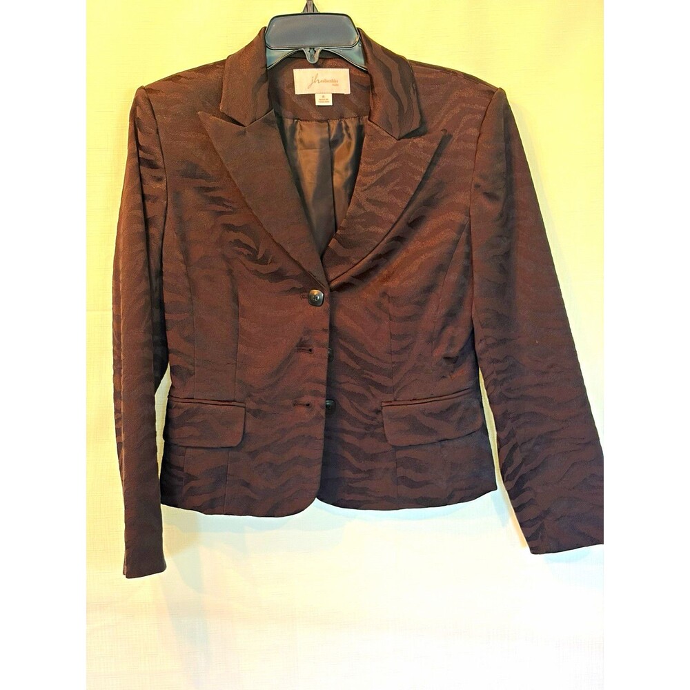 JH Collectibles Women’s /Black Animal Print 2-Button Lined Blazer 6